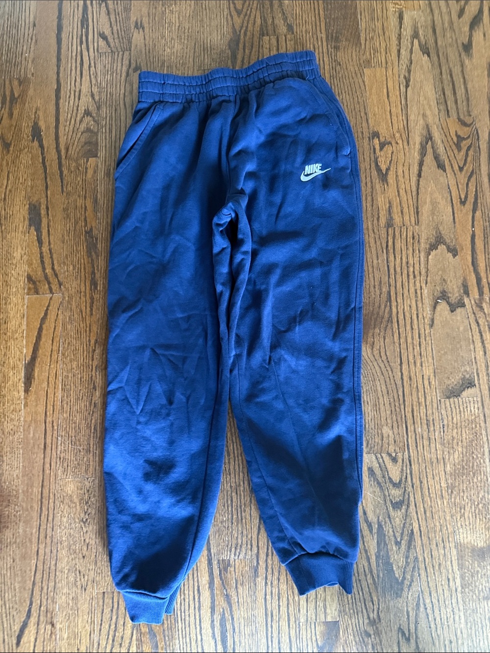Nike Youth navy blue Jogger Sweatpants with White Swoosh